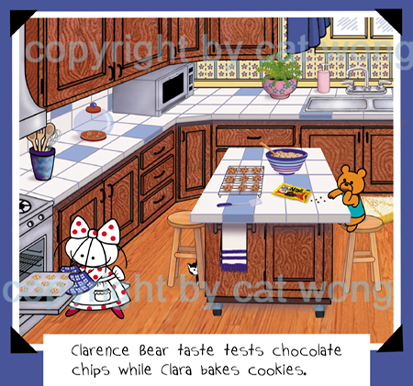 Clara baking cookies