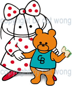 Clara and Clarence Bear with
                                sandwich
