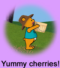 Clara and Clarence Bear
                                            picking cherries