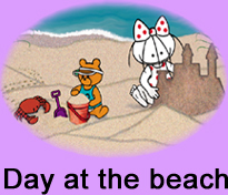 Clara and Clarence Bear
                                            building sand castles