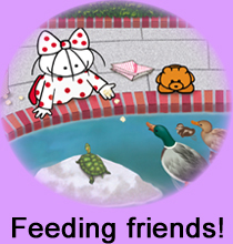 Clara and Clarence Bear
                                            feeding friends