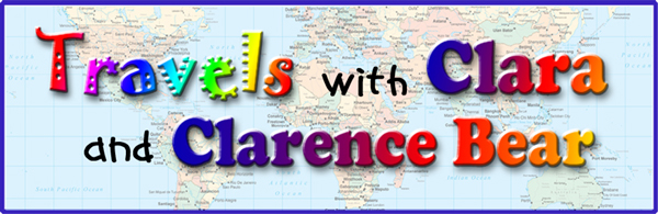 Clara and
                Clarence Bear show what countries they've visited via
                apps "1-2 Peekaboo" and "Three Little
                Pigs - A Play."