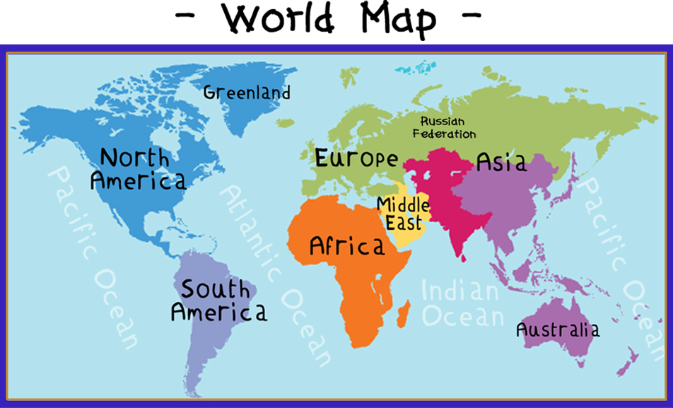 World map showing where Clara and Clarence
                Bear have traveled.